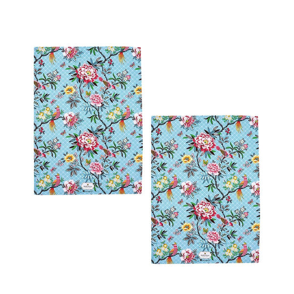 Set of 2 Jardin Peony Cotton Kitchen Tea Towels 50 x 70 cm - NuSea