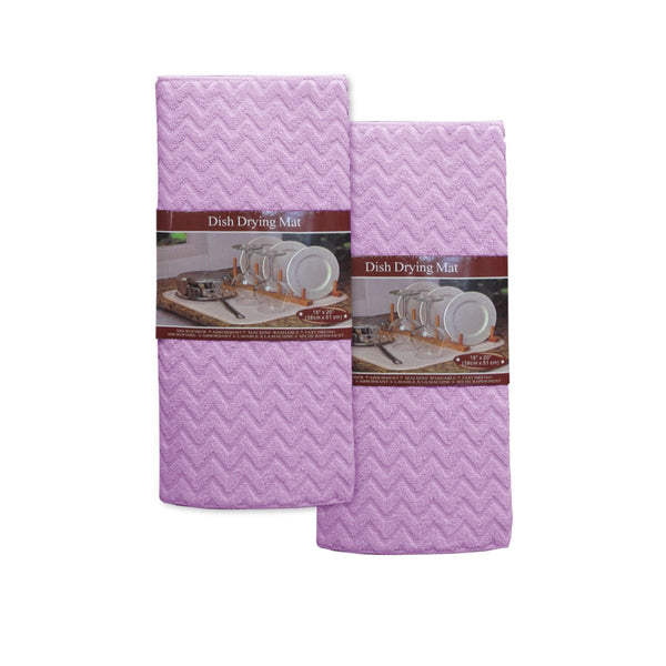 Set of 2 Microfibre Chevron Dish Drying Mats Lilac - NuSea