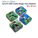 Set of 4 Ben 10 Alien Magic 100% Cotton Face Washers - NuSea