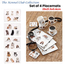 Set of 4 Kennel Club Table Placemats 29x21x0.4 cm - NuSea