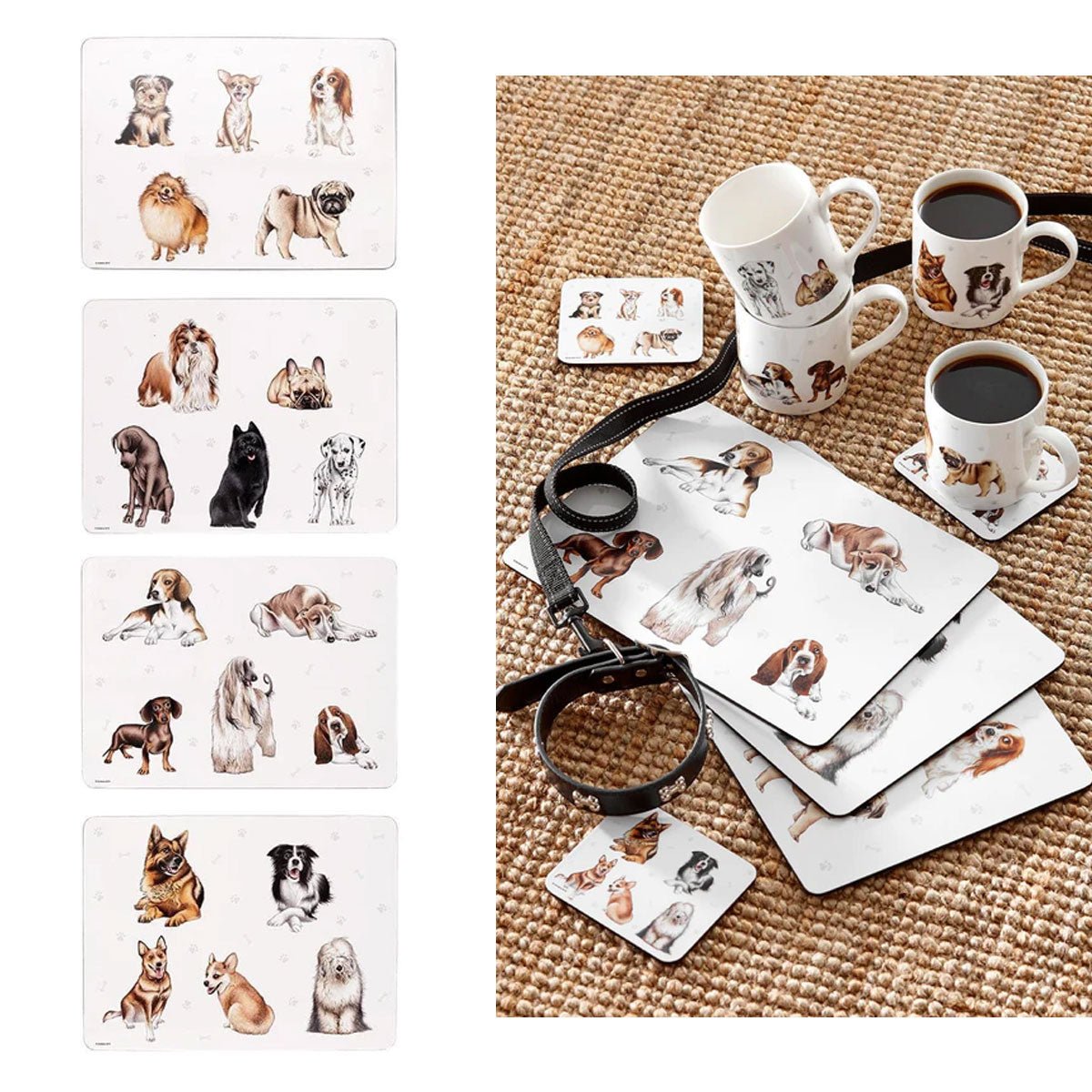 Set of 4 Kennel Club Table Placemats 29x21x0.4 cm - NuSea