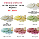 Set of 6 Damask Embossed Polyester Cotton Napkins Blossom Pink 40 x 40cm - NuSea