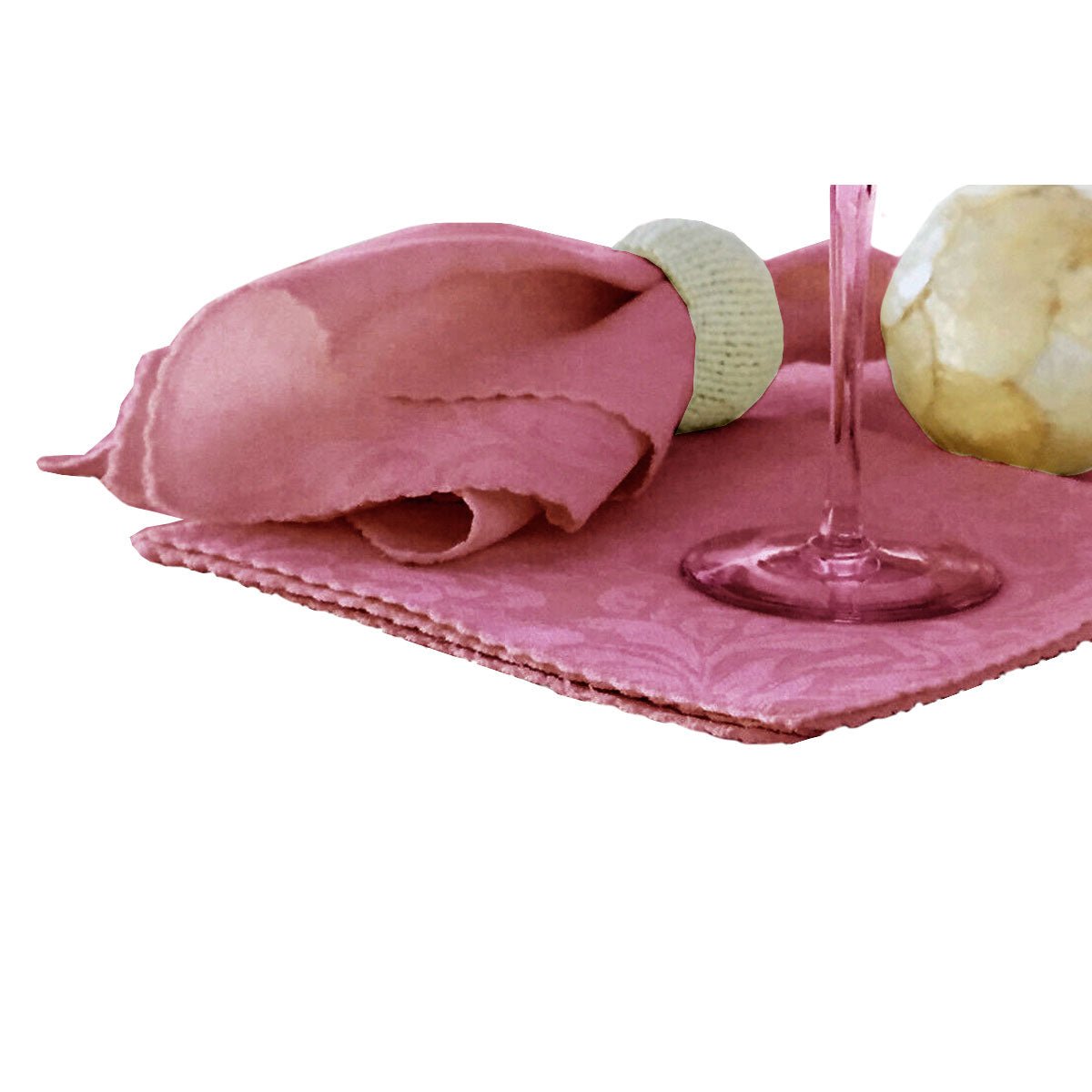 Set of 6 Damask Embossed Polyester Cotton Napkins Mauveglow 40 x 40cm - NuSea