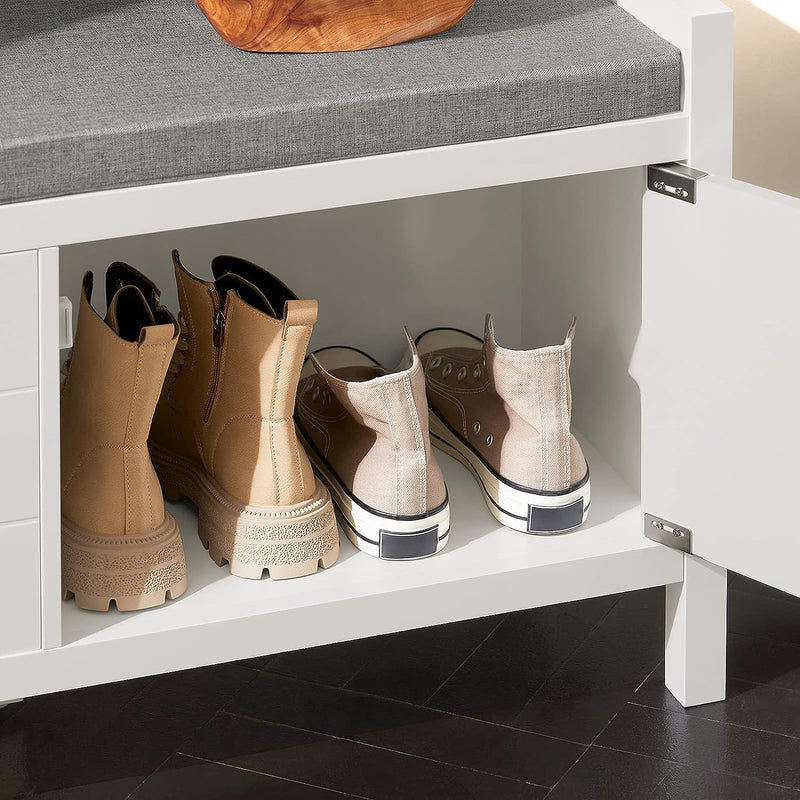 Shoe Bench Shoe Rack Cabinet Hallway, White - NuSea