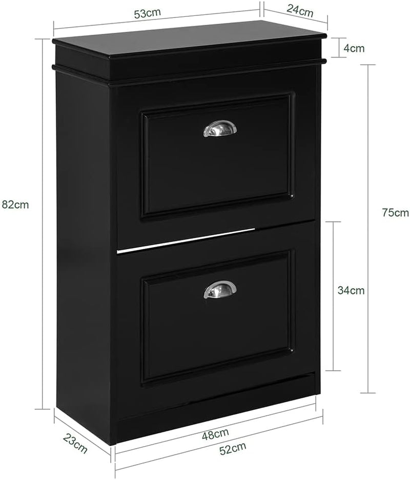 Shoe Cabinet 2 Drawers Storage Cupboard Black - NuSea