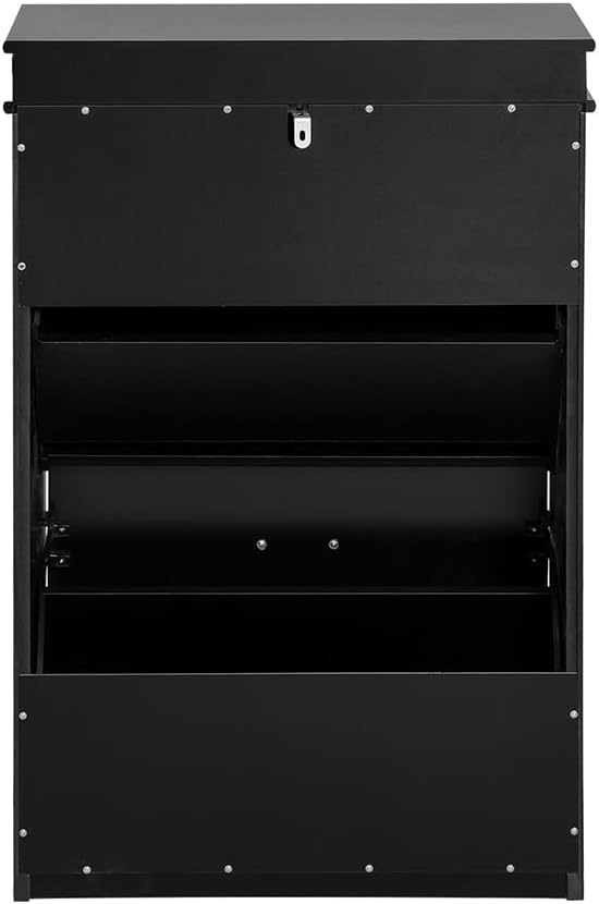 Shoe Cabinet 2 Drawers Storage Cupboard Black - NuSea