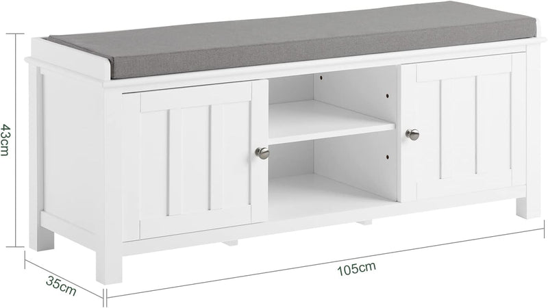 Shoe Cabinet Bench, White - NuSea