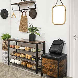 Shoe Rack with 3 Mesh Shelves Rustic Brown and Black - NuSea