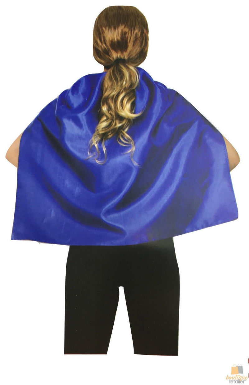 SHORT CAPE Kids Childrens Party Costume Vampire Coat School Team Colours - Blue - NuSea