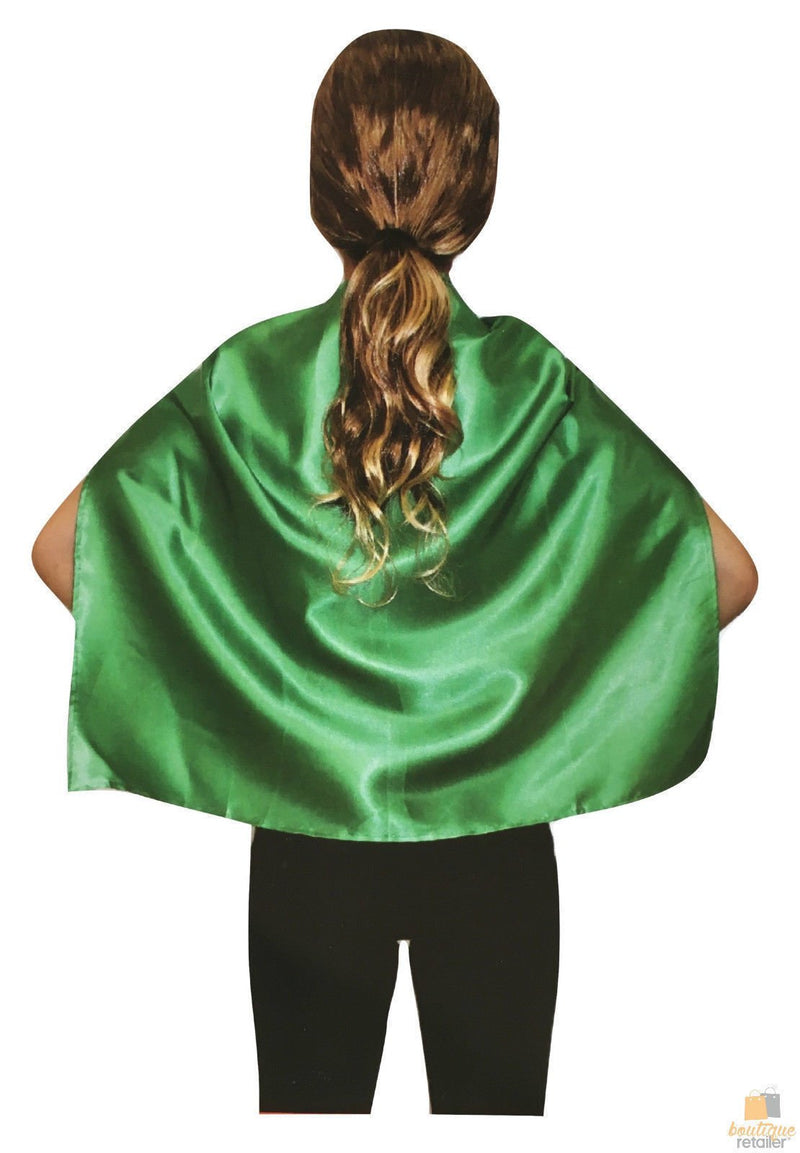 SHORT CAPE Kids Childrens Party Costume Vampire Coat School Team Colours - Green - NuSea