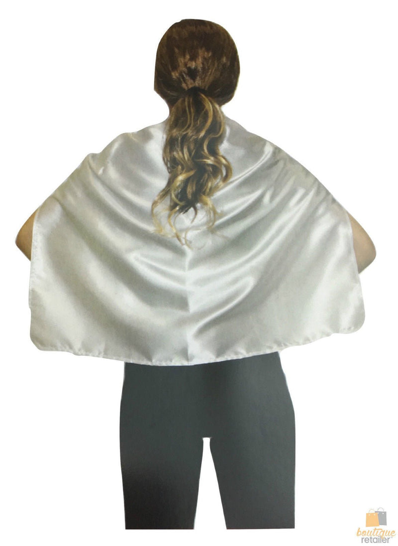 SHORT CAPE Kids Childrens Party Costume Vampire Coat School Team Colours - White - NuSea