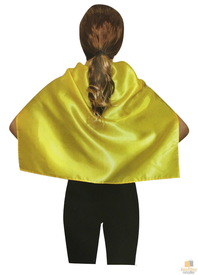 SHORT CAPE Kids Childrens Party Costume Vampire Coat School Team Colours - Yellow - NuSea