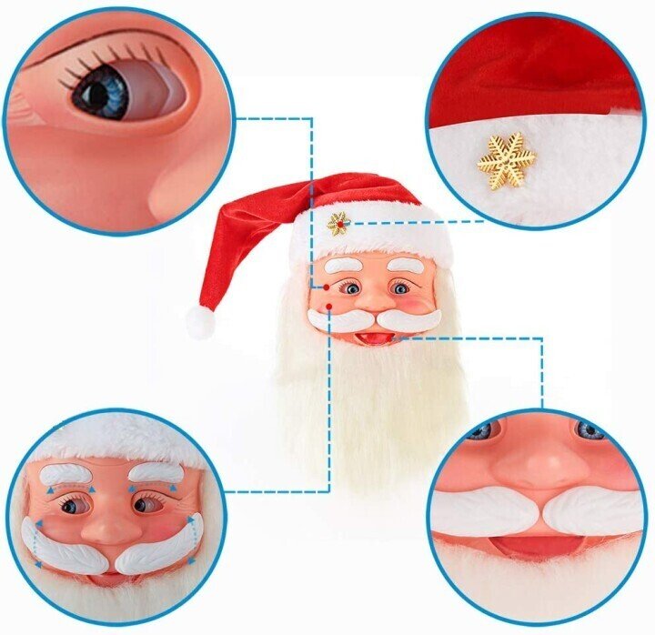 Singing Moving Eyes And Beard Shaking Hat Music Santa Claus Xmas Christmas Decor - NuSea