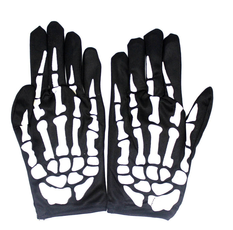 SKELETON GLOVES Costume Party Accessory Halloween Horror Fancy Dress Bone Print - NuSea