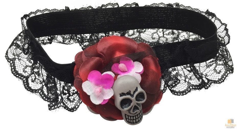 Skull & Rose Leg Garter Skeleton Halloween Costume Party Lace Accessory - NuSea