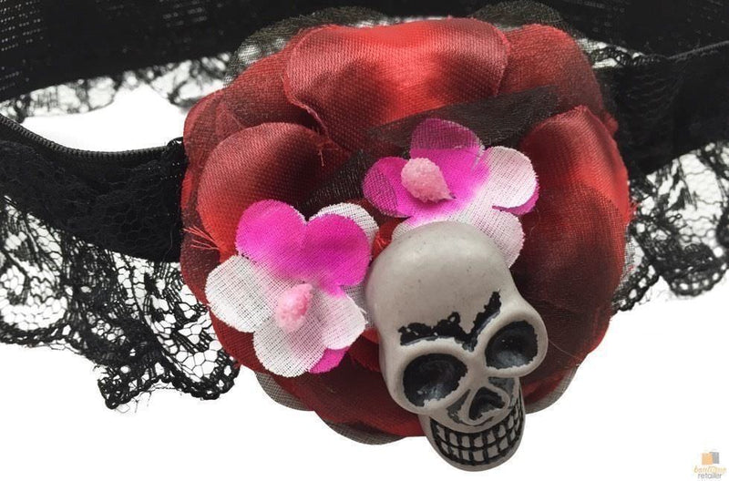 Skull & Rose Leg Garter Skeleton Halloween Costume Party Lace Accessory - NuSea