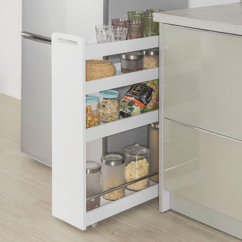 Slimline Rolling Storage Shelf, White - NuSea