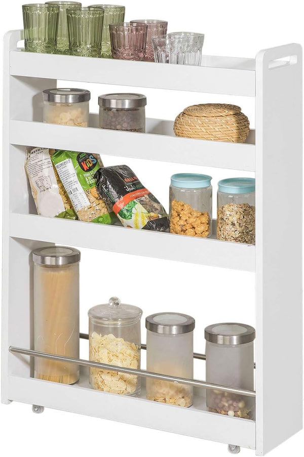 Slimline Rolling Storage Shelf, White - NuSea