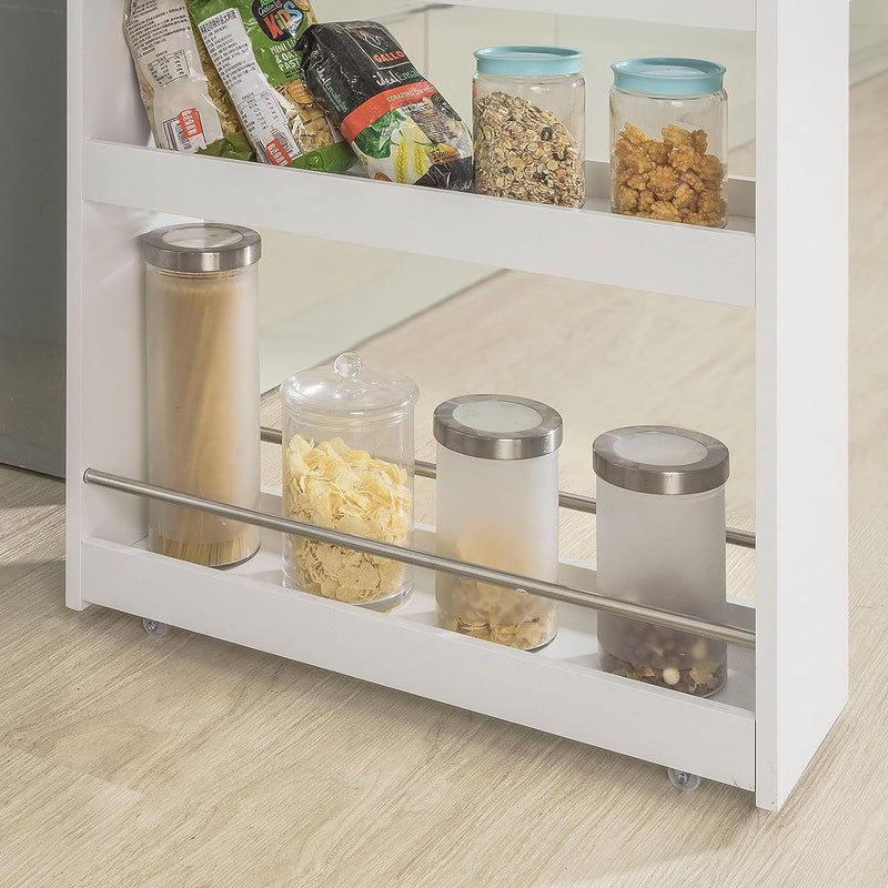 Slimline Rolling Storage Shelf, White - NuSea