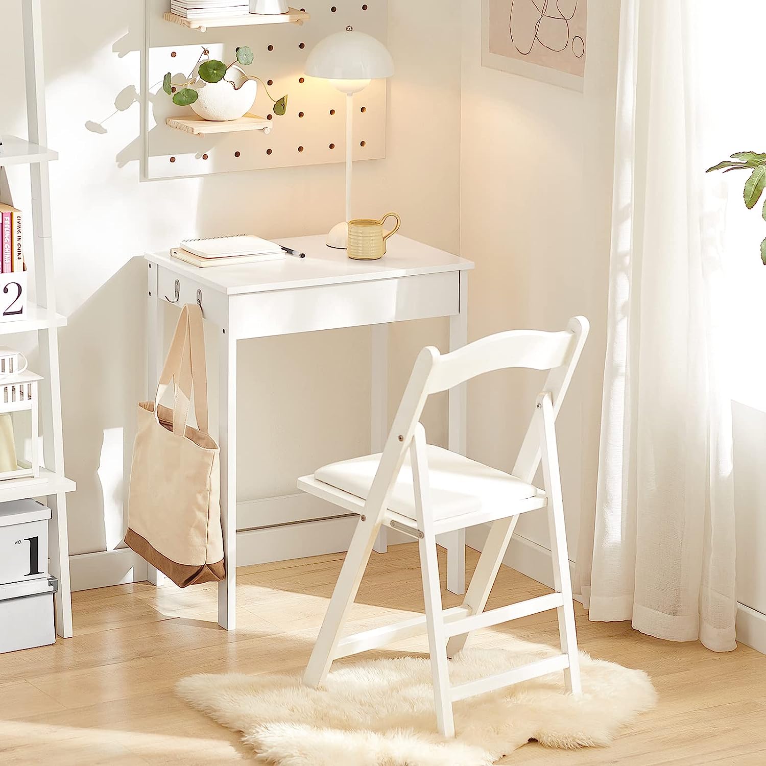 Small White Desk with Drawer Hooks - NuSea