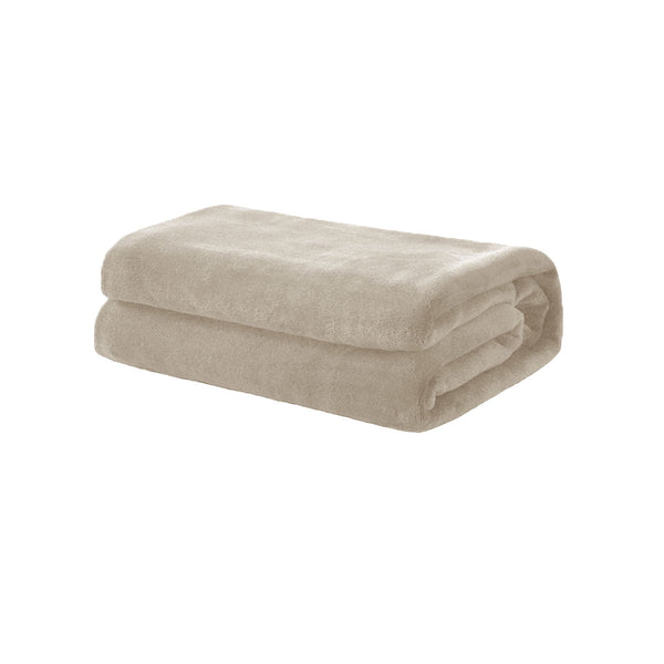 Soft Coral Fleece Throw Rug/Blanket Sand - NuSea