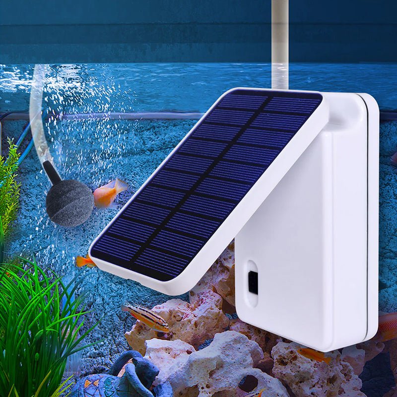 Solar Powered Pool Fish Tank Aquarium Oxygenator Air Pump Aerator Kit - NuSea