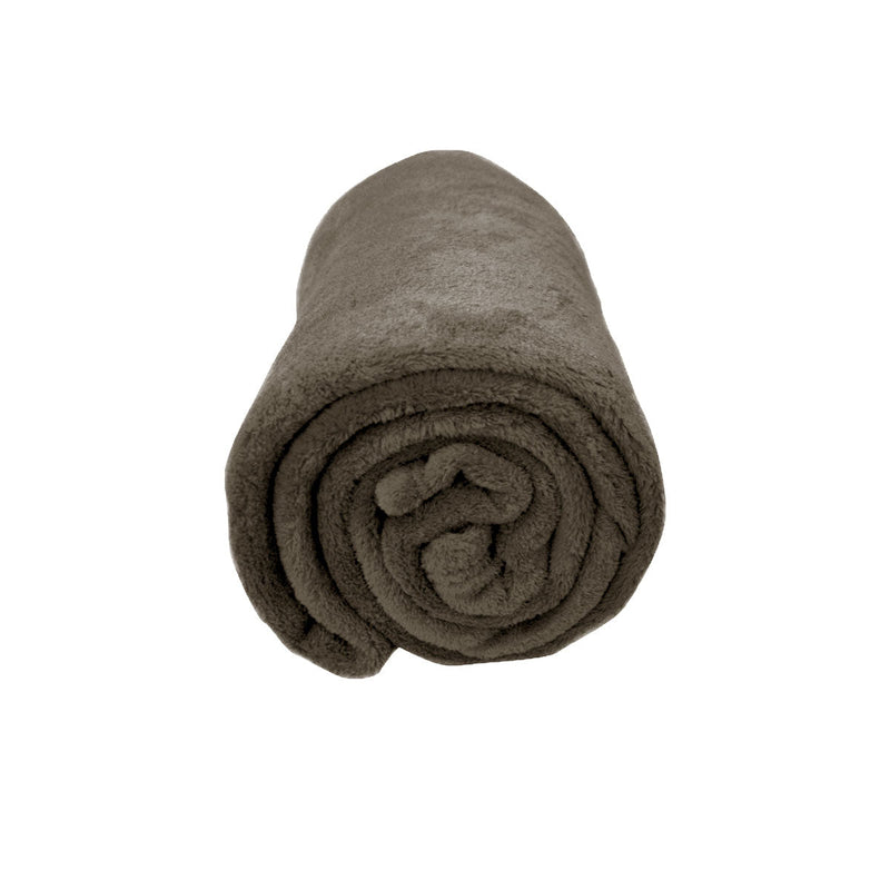 Solid Colour Soft Coral Fleece Throw Rug 127 x 152 cm Walnut - NuSea