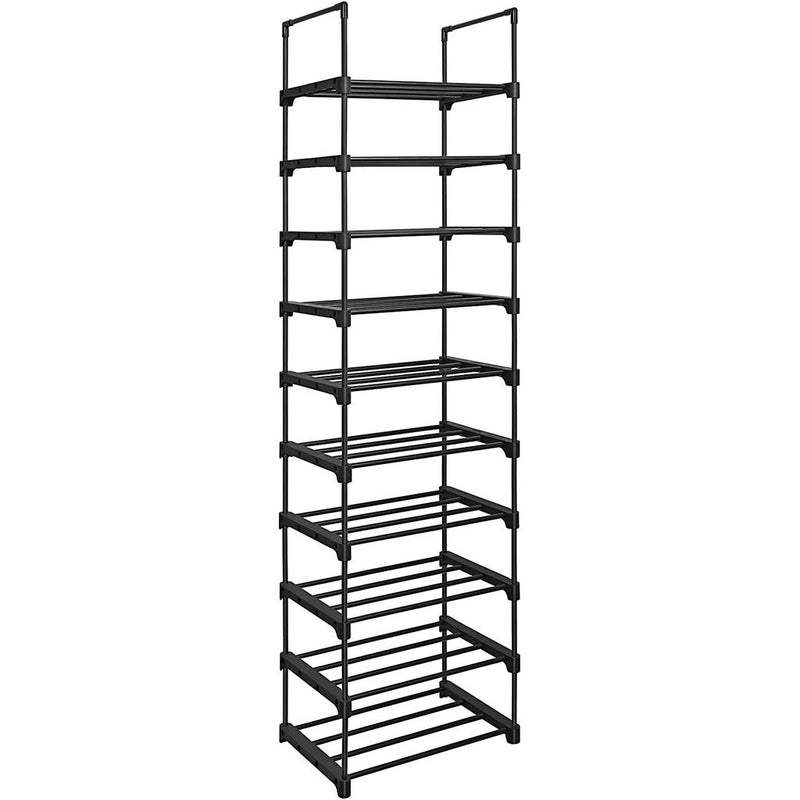 SONGMICS 10 - Tier Metal Shoe Rack Customizable Design Black - NuSea