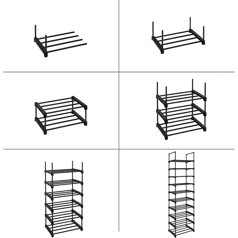 SONGMICS 10 - Tier Metal Shoe Rack Customizable Design Black - NuSea