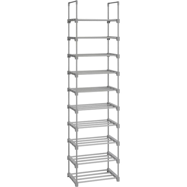 SONGMICS 10 - Tier Metal Shoe Rack Customizable Design Grey - NuSea