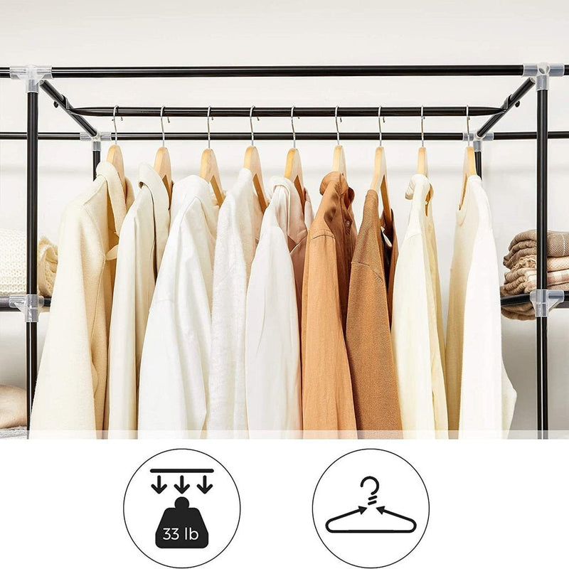 SONGMICS 150cm Portable Closet Organizer, Wardrobe with Shelves and Cover Gray - NuSea