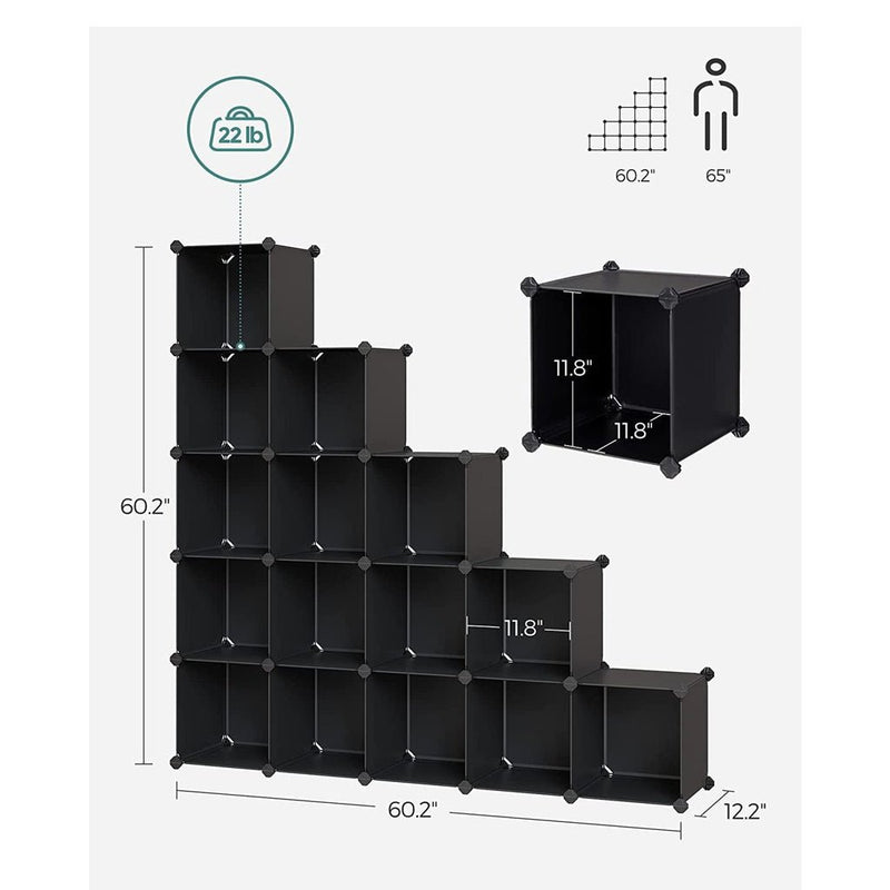 SONGMICS 16 Cube Storage Organizer Storage with Rubber Mallet Black - NuSea