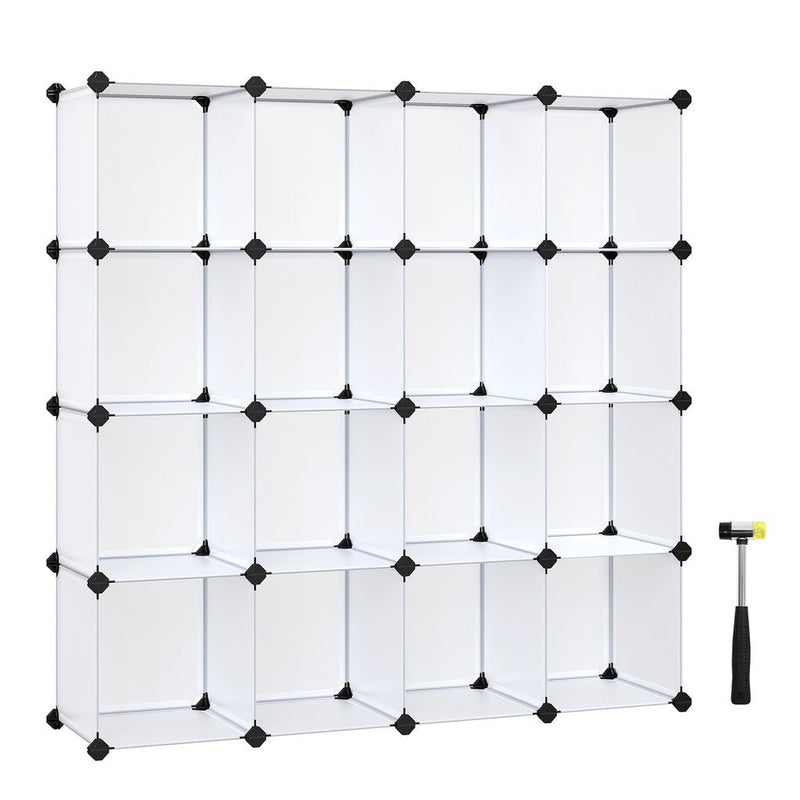 SONGMICS 16 Cube Storage Organizer Storage with Rubber Mallet White - NuSea