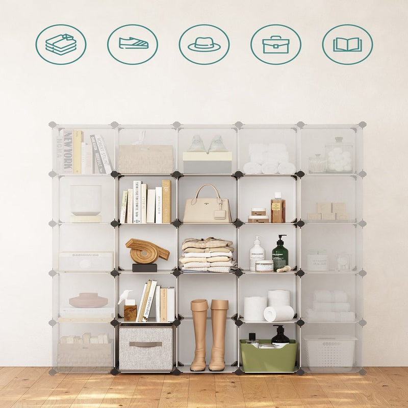 SONGMICS 16 Cube Storage Organizer Storage with Rubber Mallet White - NuSea