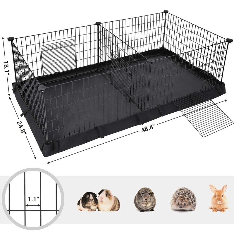 SONGMICS 3 Doors Pet Playpen with Divider Panel and Floor Mat Black - NuSea