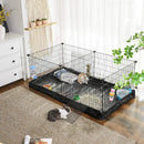 SONGMICS 3 Doors Pet Playpen with Divider Panel and Floor Mat Black - NuSea