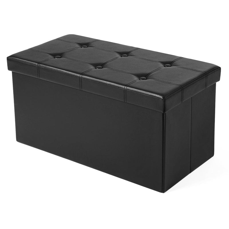 SONGMICS 76cm Folding Storage Ottoman Bench Footrest Black - NuSea