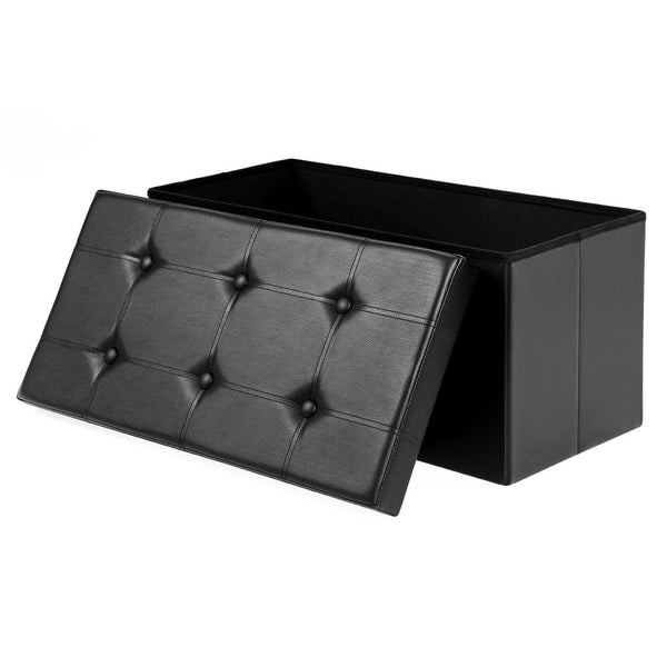 SONGMICS 76cm Folding Storage Ottoman Bench Footrest Black - NuSea