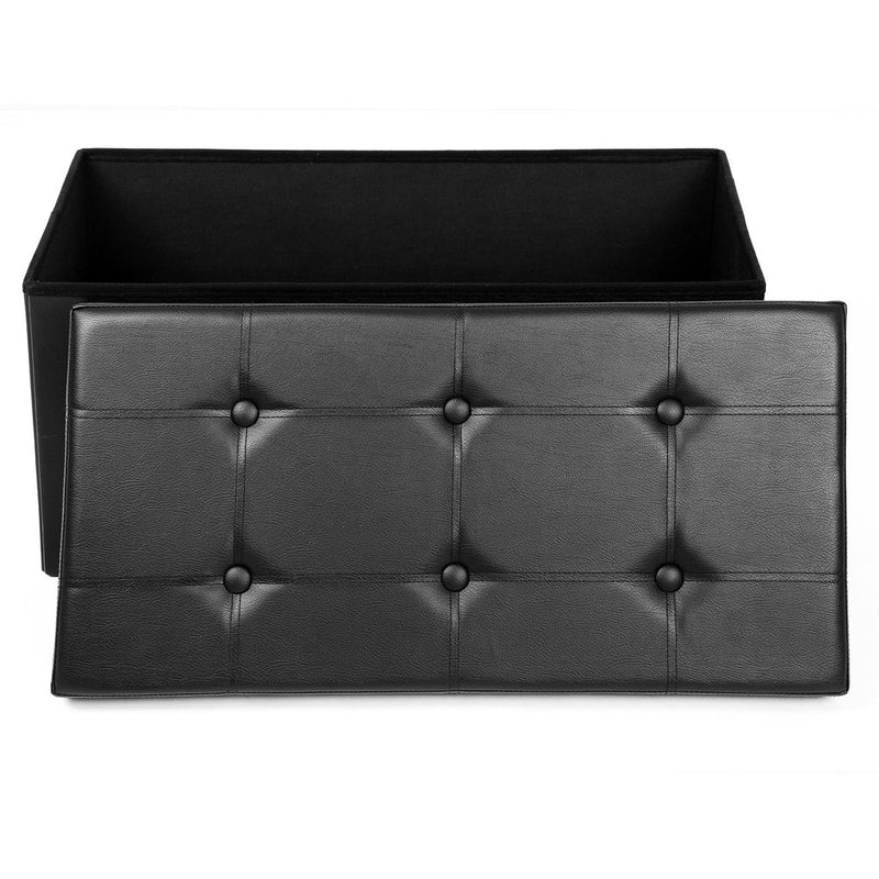 SONGMICS 76cm Folding Storage Ottoman Bench Footrest Black - NuSea