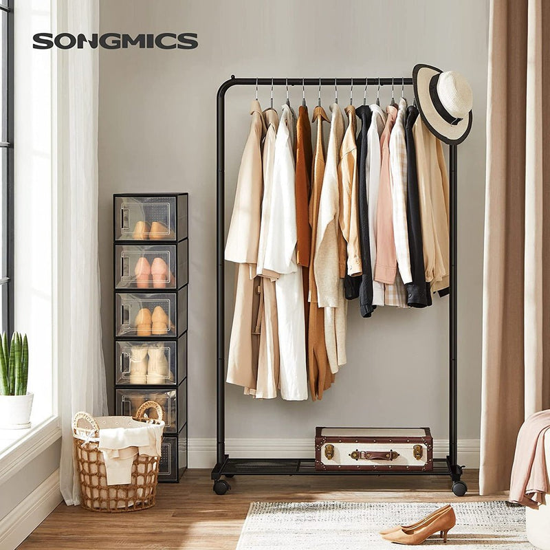 SONGMICS Clothes Rack with Wheels Sturdy Steel Frame Black - NuSea