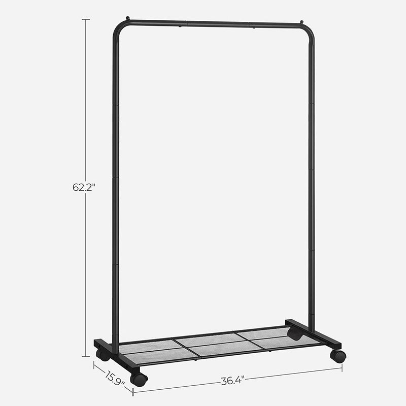 SONGMICS Clothes Rack with Wheels Sturdy Steel Frame Black - NuSea