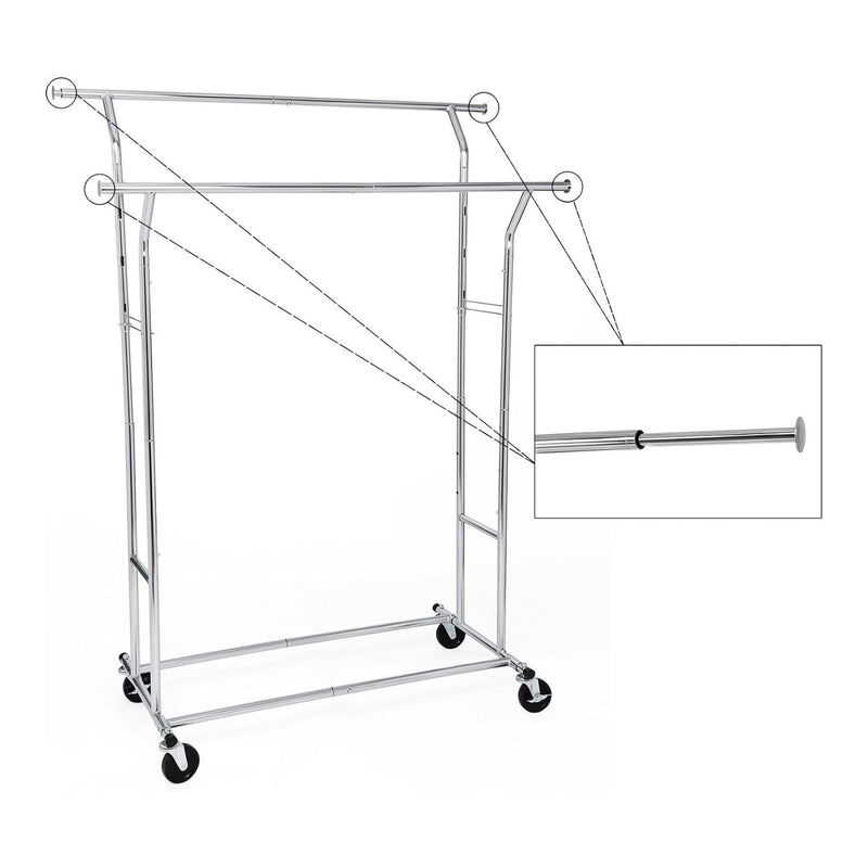 SONGMICS Metal Clothes Rack Stand on Wheels Heavy Duty Silver - NuSea