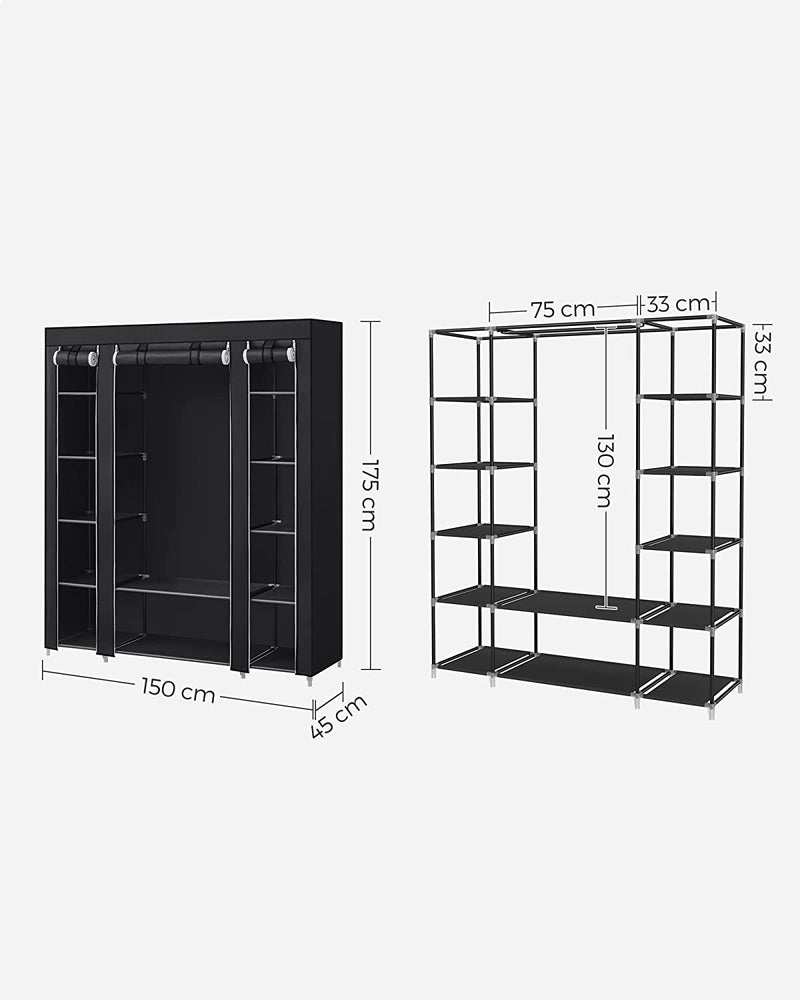 SONGMICS Non - Woven Fabric Wardrobe Bedroom Furniture Storage Black - NuSea