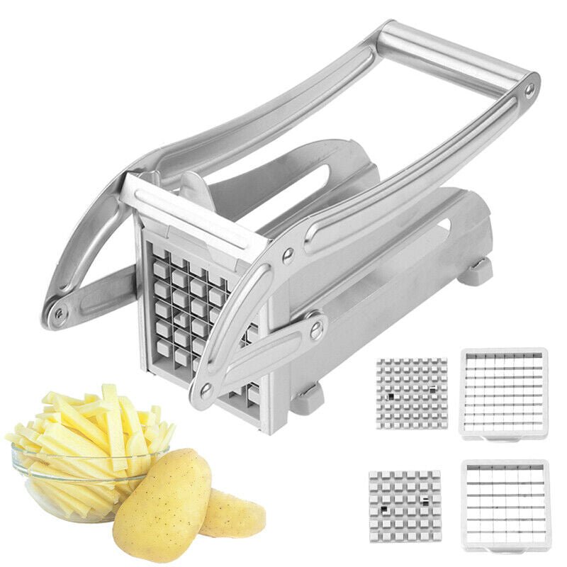 Stainless Steel French Fry Maker Vegetable Cutter with 2 Blades - NuSea