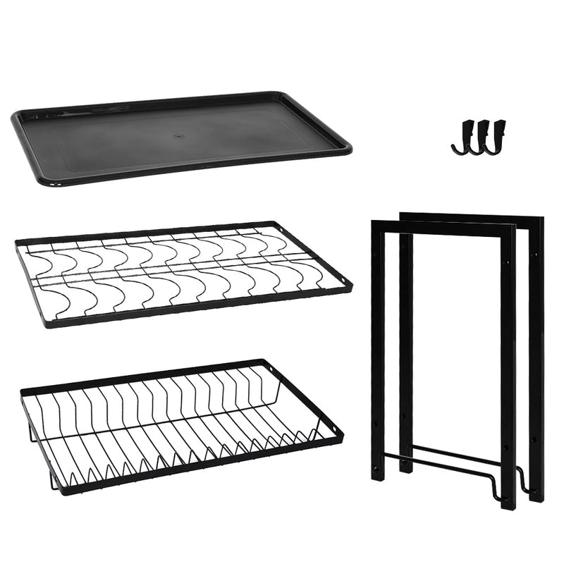 STORFEX 2 Layer Dish Drying Rack for Kitchen | Black | Steel Material - NuSea