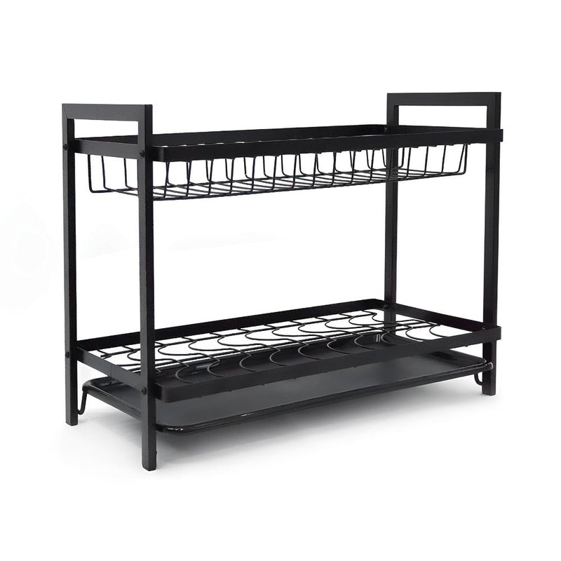 STORFEX 2 Layer Dish Drying Rack for Kitchen | Black | Steel Material - NuSea