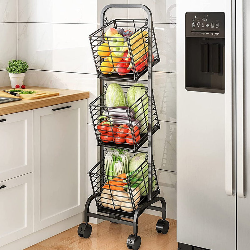 STORFEX 3 - Tier Kitchen Storage Rack Removable Vegetable Cart - NuSea