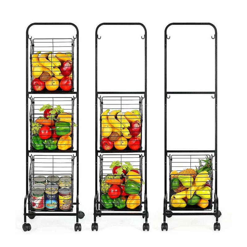 STORFEX 3 - Tier Kitchen Storage Rack Removable Vegetable Cart - NuSea