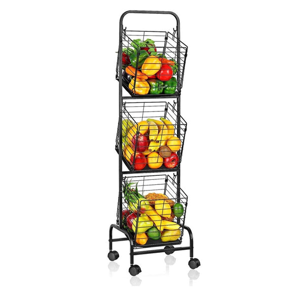 STORFEX 3 - Tier Kitchen Storage Rack Removable Vegetable Cart - NuSea