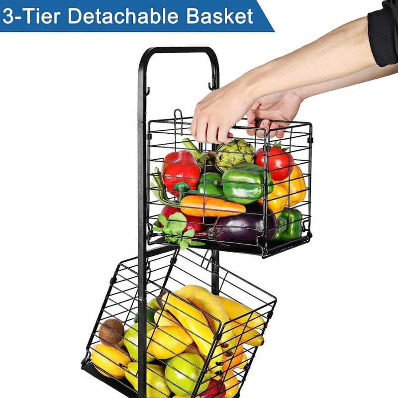 STORFEX 3 - Tier Kitchen Storage Rack Removable Vegetable Cart - NuSea